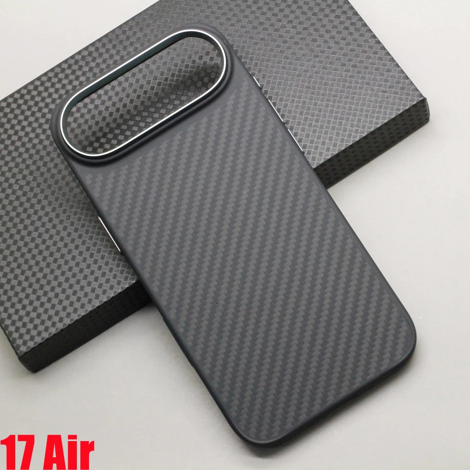 iPhone 17 Series Carbon Fiber MagSafe Case – Kevlar Aramid + Soft TPU Frame